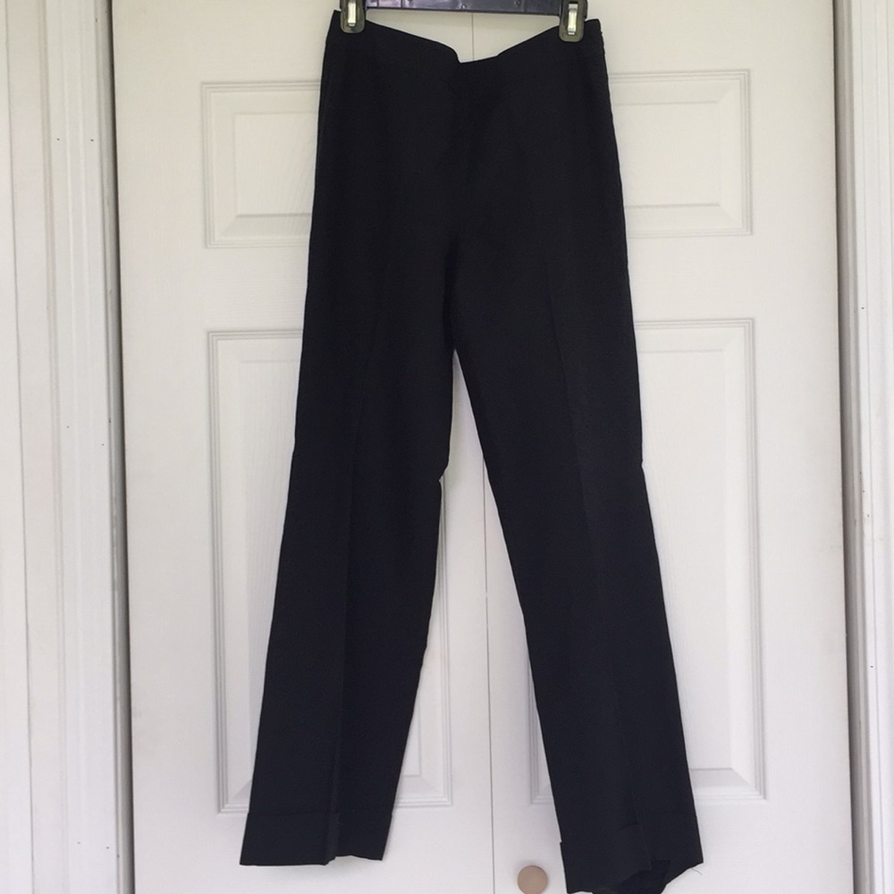 LOFT Size 6 Black Linen Wide Leg Trousers